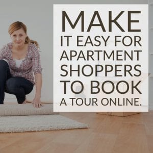 Make it easy for apartment shopper to book a tour online graphic