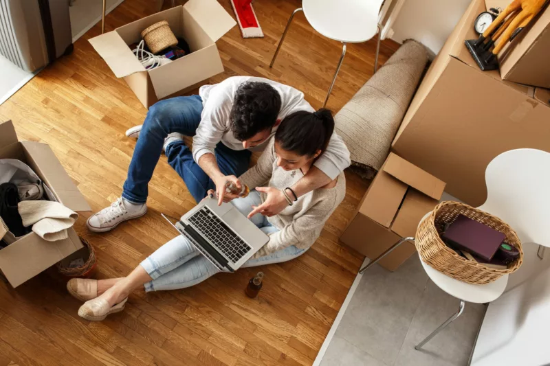 couple using laptop
