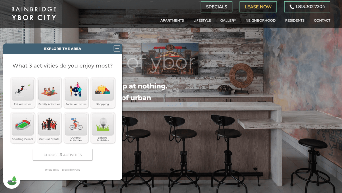 Leasing website screen shot