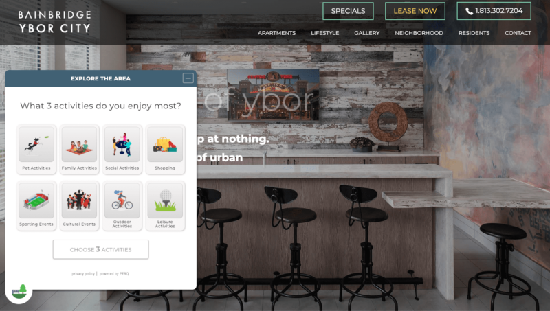 Leasing website screen shot