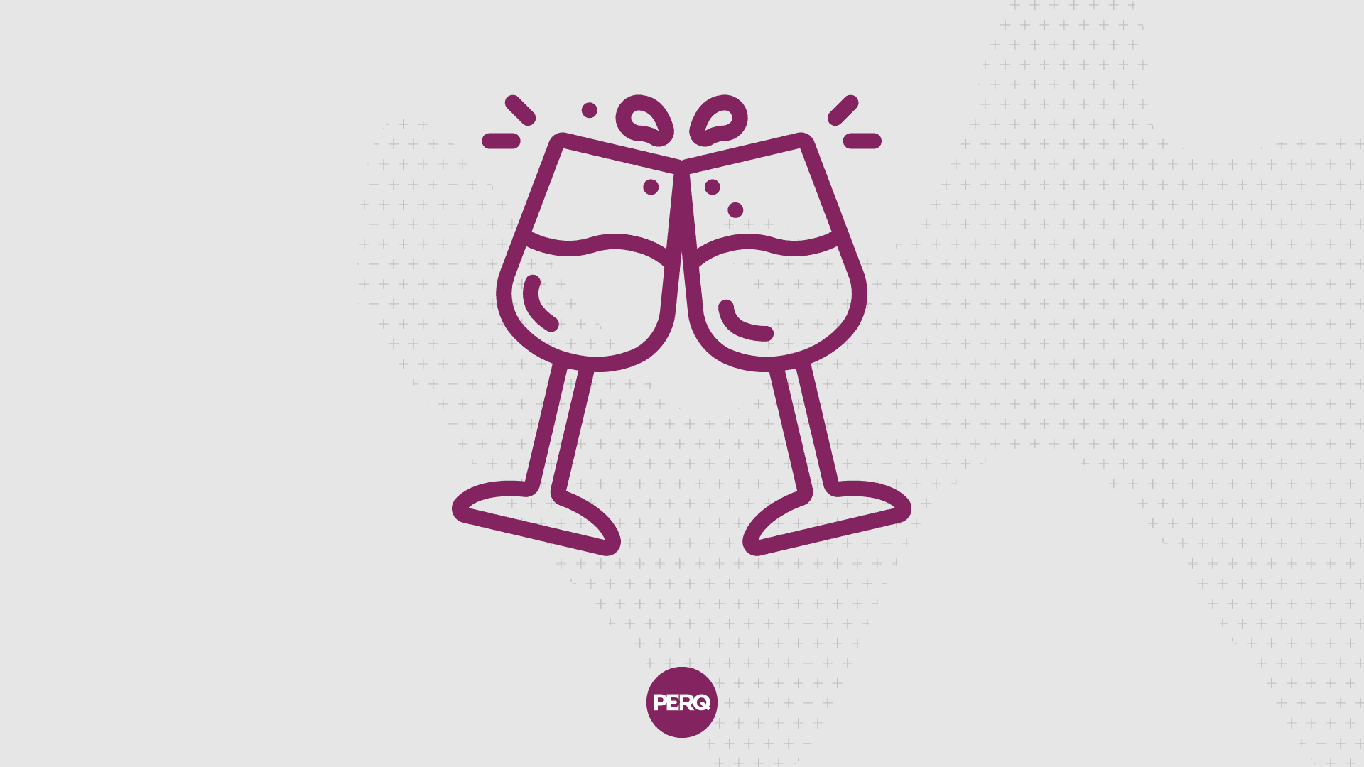 wine glasses clinking with perq logo
