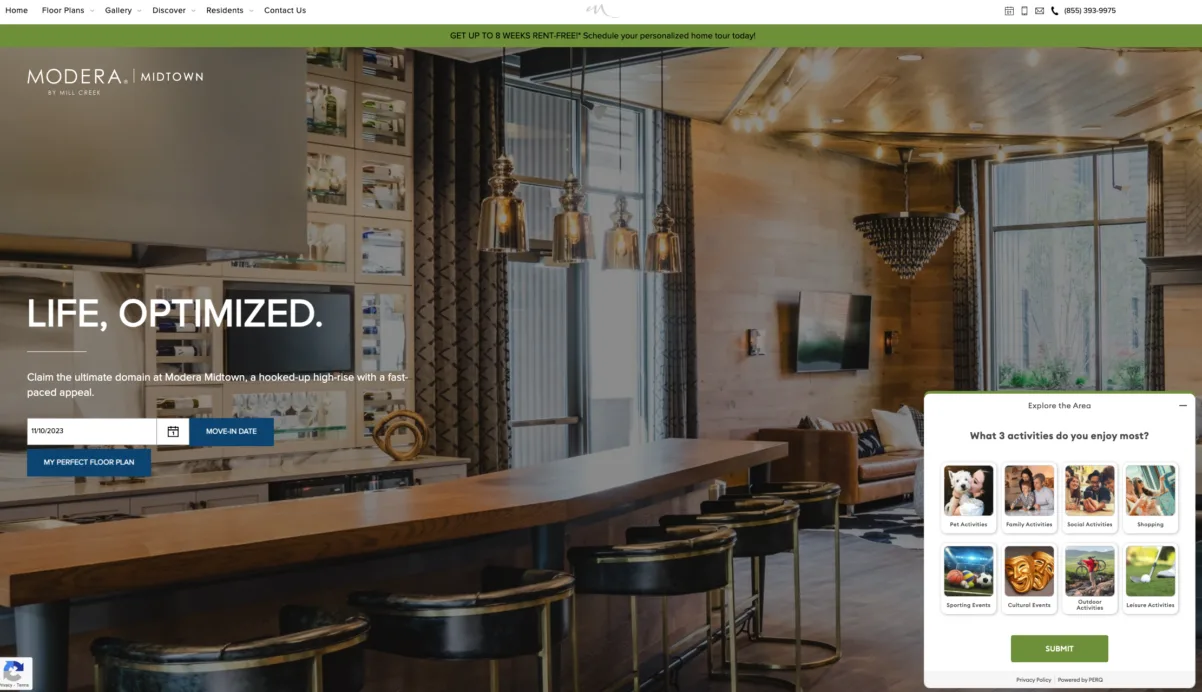 How to Elevate Your Multifamily Website Design | PERQ AI Leasing Assistant Interactive tools like floor plan assessments enhances multifamily website design