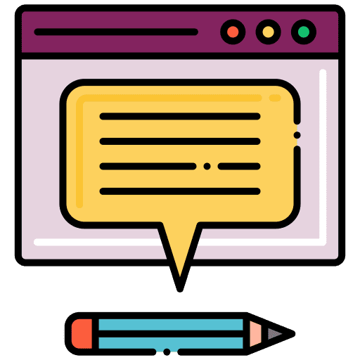 Icon of pencil with chat bubble above