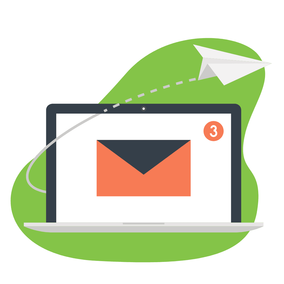 Property Management Marketing Strategies and Ideas | PERQ AI Leasing Assistant illustration of laptop sending an email