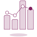 Purple bar graph icon with a line graph on top | AI Leasing Assistant