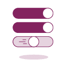3 Sliders to represent turning something off and on