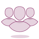 Purple icon of 3 people | PERQ Company Purple icon of 3 people | PERQ Company
