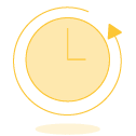 yellow icon of clock with arrow around it | AI Leasing Assistant