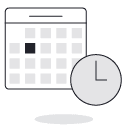 leasing assistant calendar icon with clock