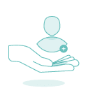 Icon of Open Hand with Person Icon In it | Website Assistant