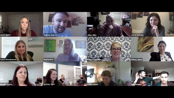 gif of people smiling during Zoom social hour | PERQ Company