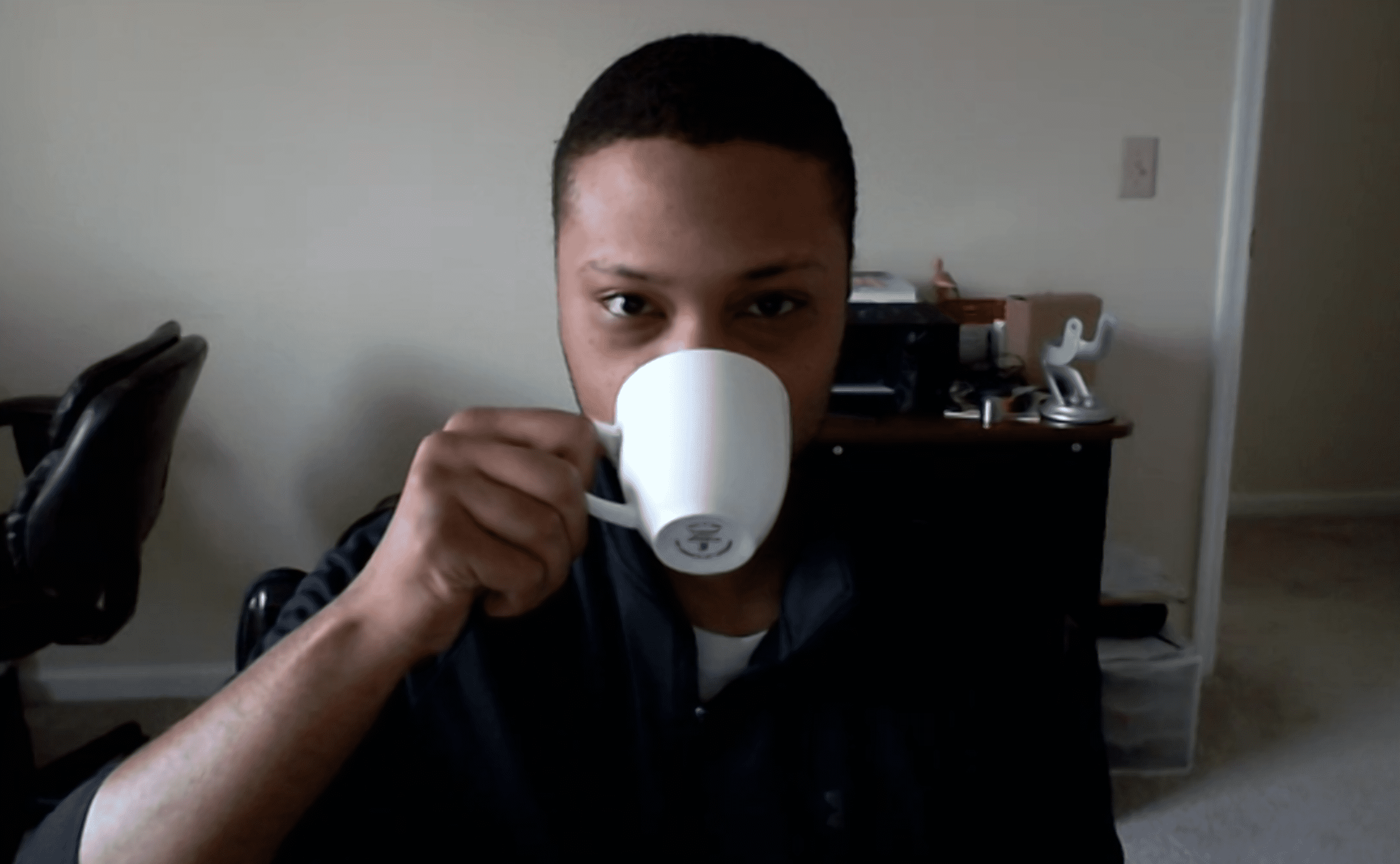 picture of Vance drinking coffee | PERQ company