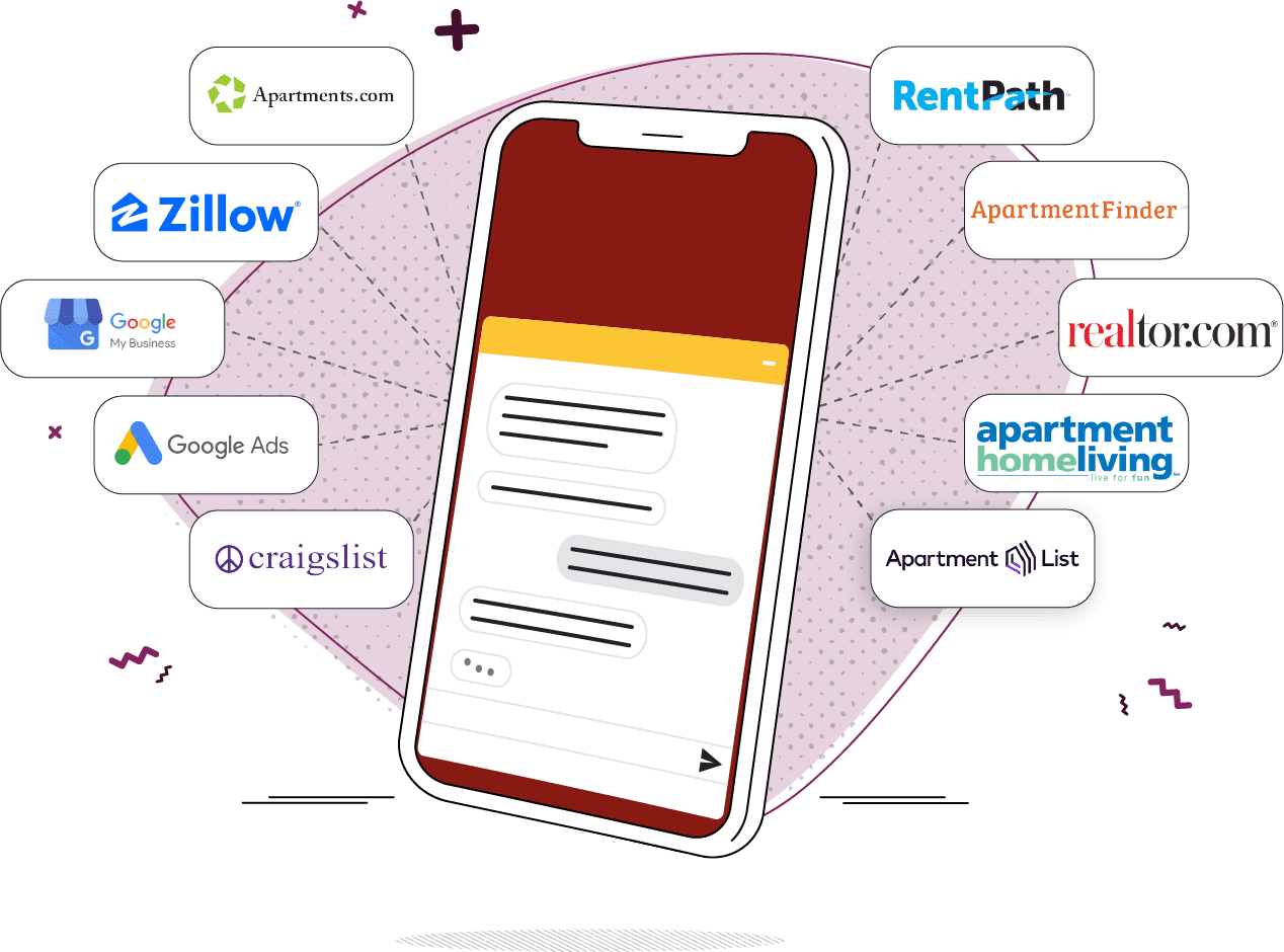phone showing perq integrations with Zillow, google ads, and more