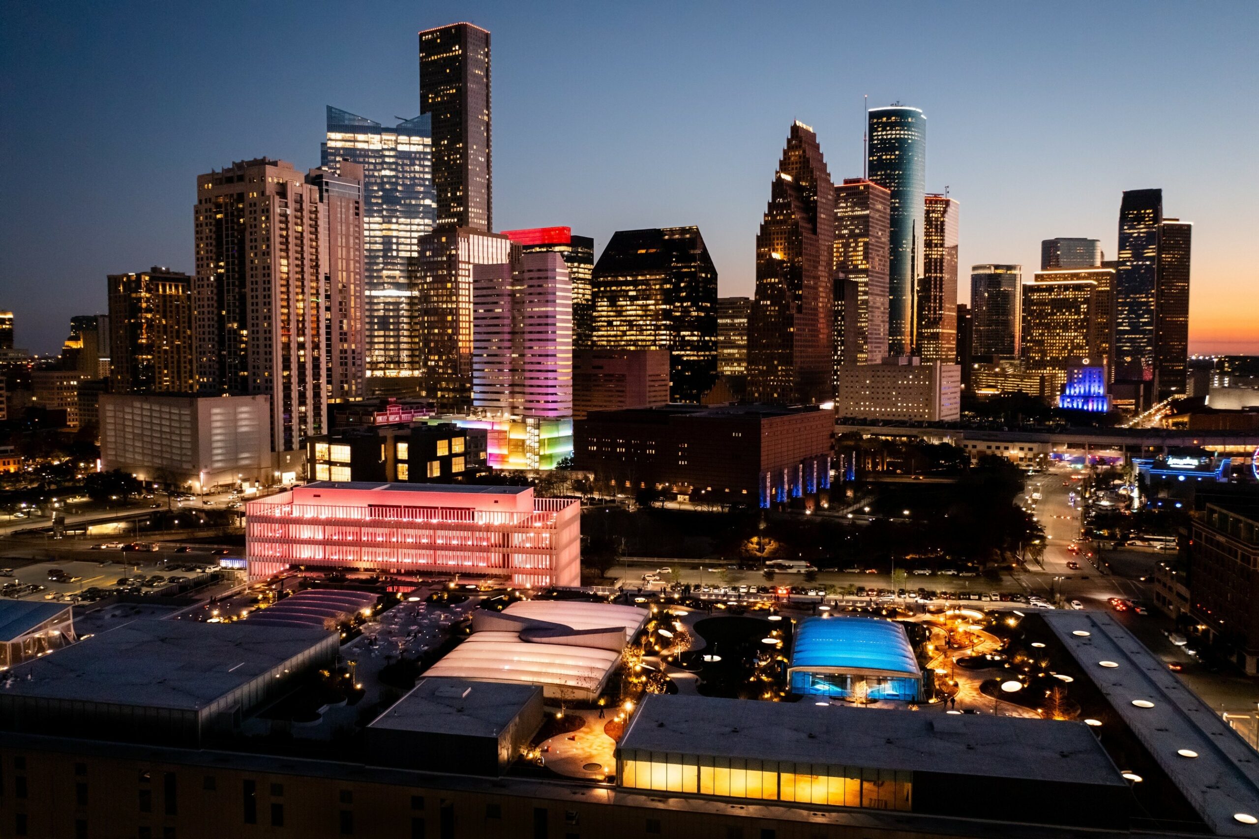 Image of downtown Houston, Texas at dusk.