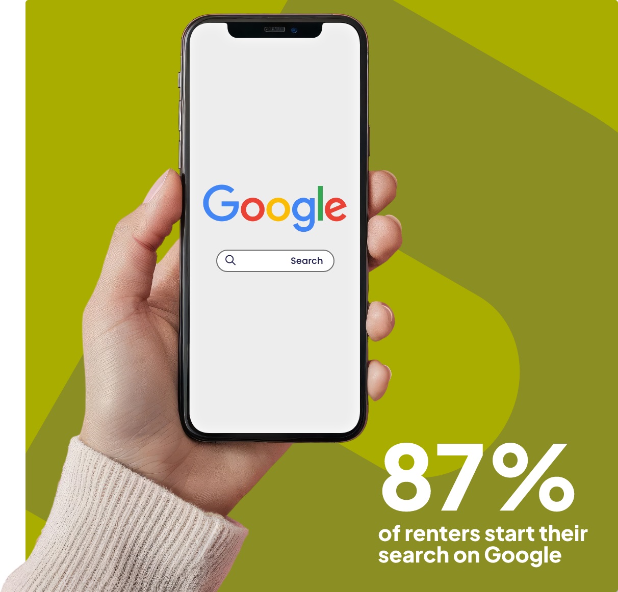 PERQ Promotional Image. A hand holds a phone and a text reads 